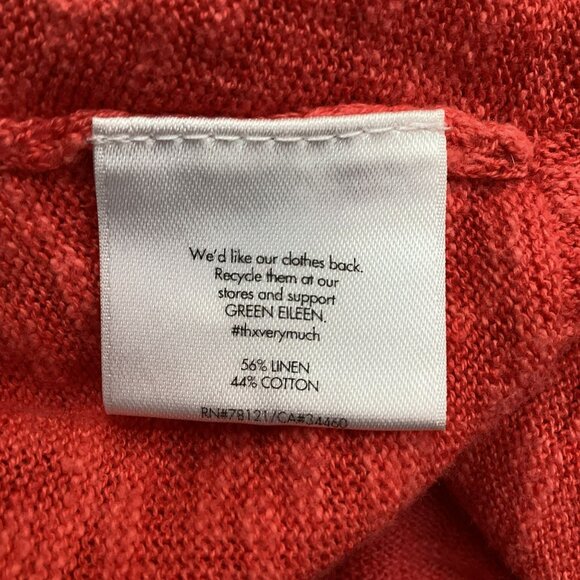 Eileen Fisher Open Front Linen Cotton Cardigan Sweater Womens PL Tangerine - Picture 8 of 10